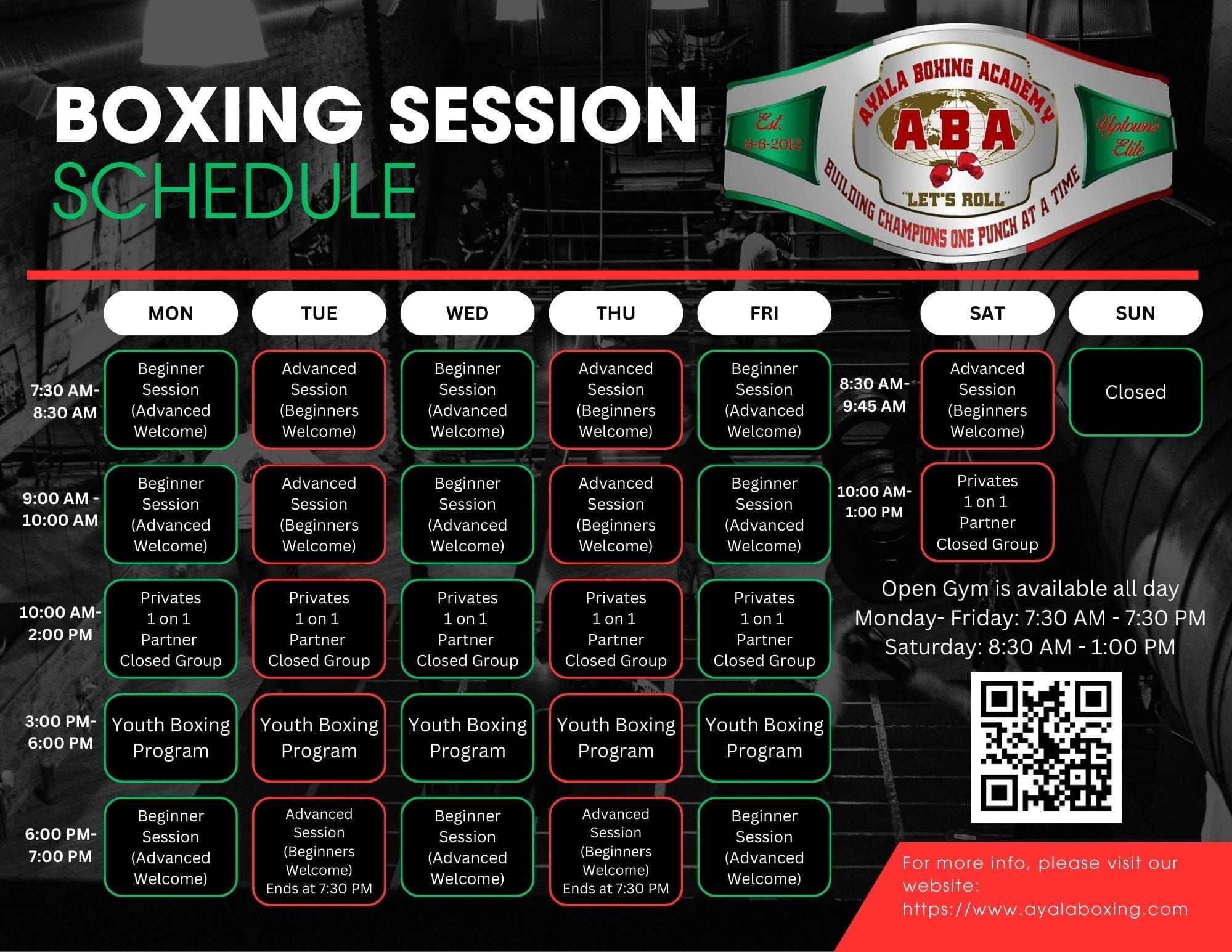 Ayala Boxing Academy Schedule